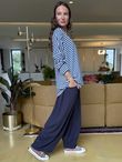 Made in Italy Perfect Breton V Long Sleeve Top Dark Denim - ** 